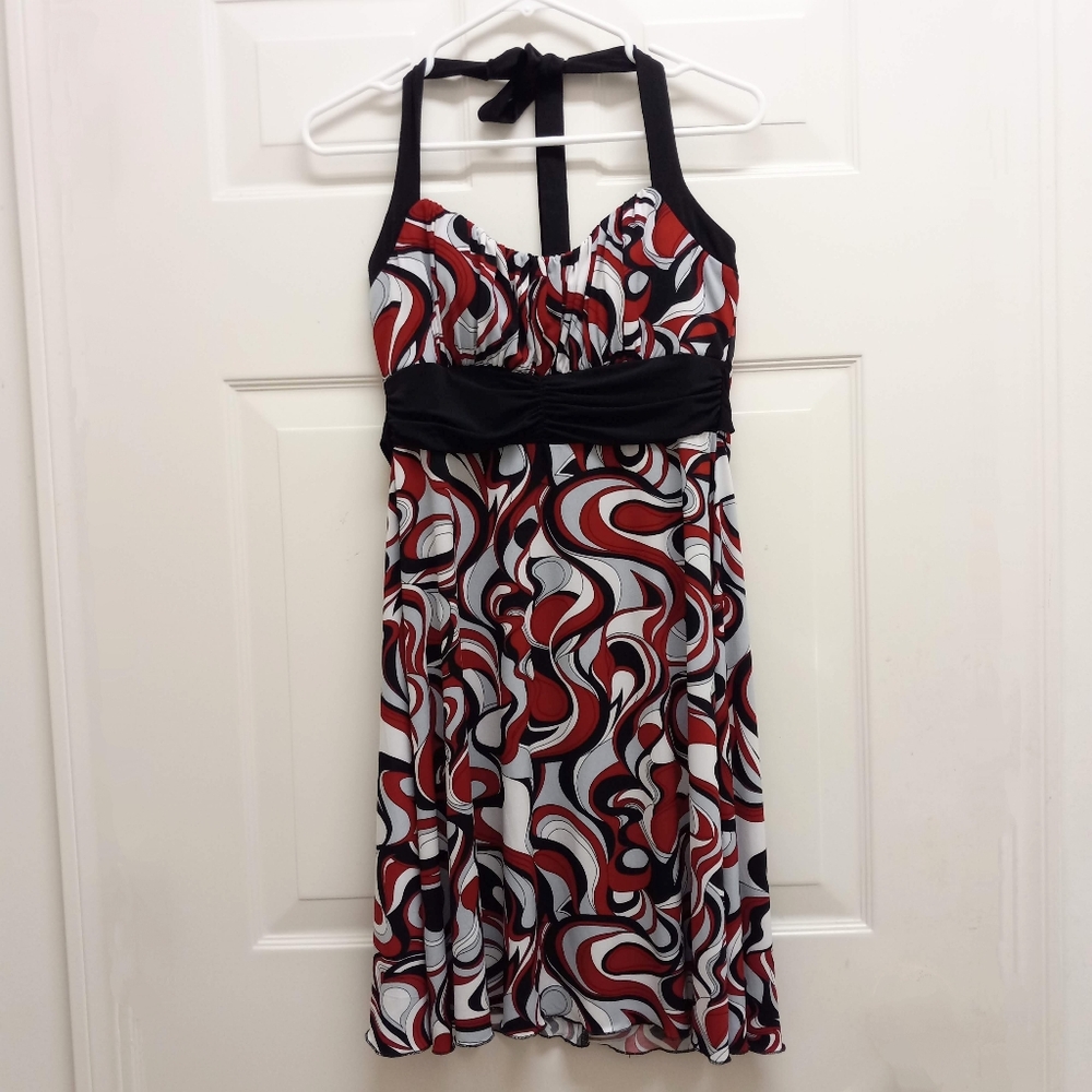 Speechless Y2K Babydoll Halter Dress Mini Red Black Large Ruched Retro Dopamine